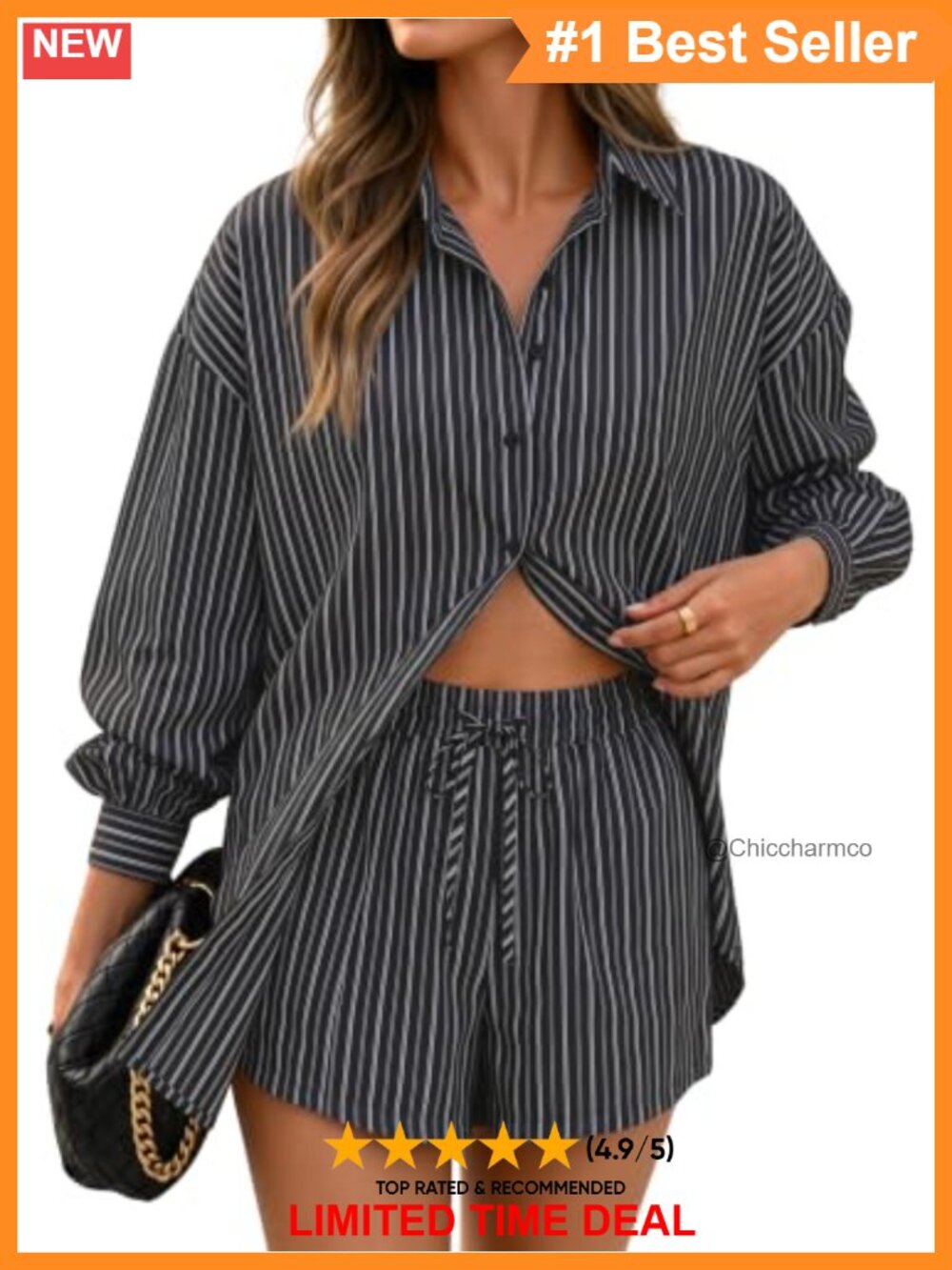 ZESICA 2 Piece Long Sleeve Striped Plaid Shorts Set Casual Fall Outfit
